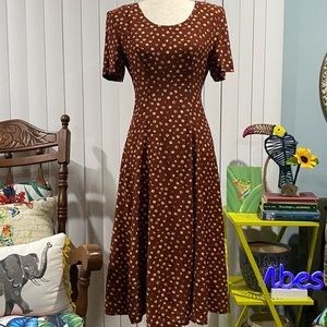 Vintage chocolate brown midi dress